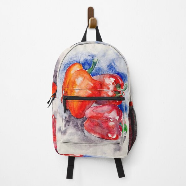 Item preview, red bell pepper on blue background designed and sold by DaryaGeft.