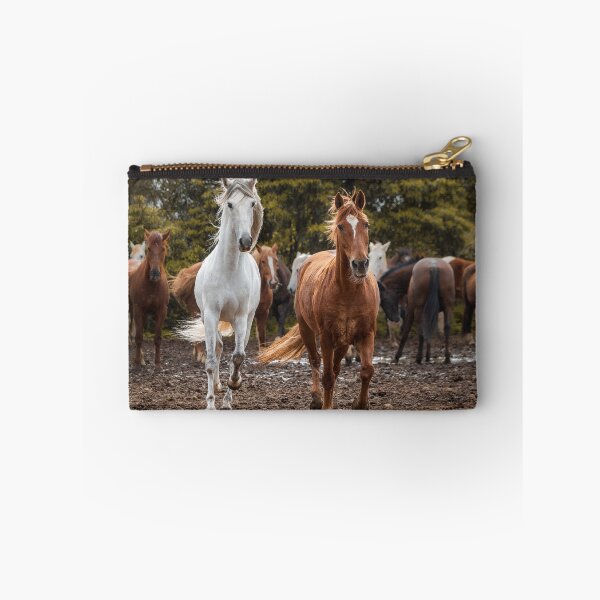 Item preview, White and brown fairy tale horses, Lusitano breed, running free outdoors with herd. designed and sold by AylaHarbich.