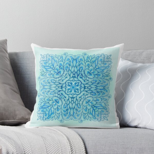 Item preview, Blue ornamental floral cross designed and sold by Patternalized.