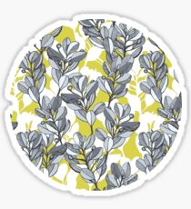 Leaf and Berry Sketch Pattern in Mustard and Ash Sticker