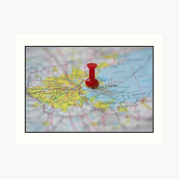 Boston on a Map Art Print