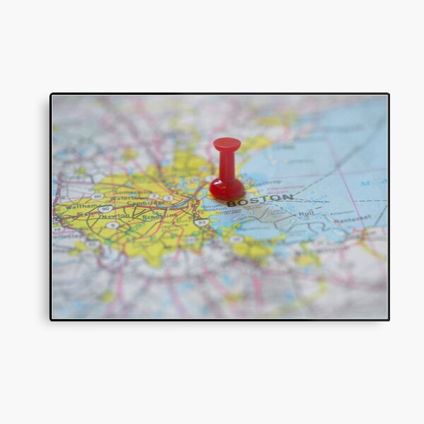 Boston on a Map Metal Print