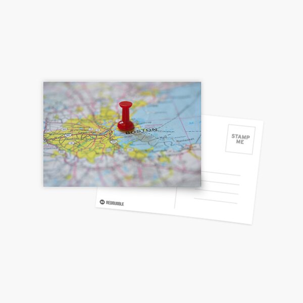 Boston on a Map Postcard