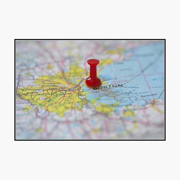 Boston on a Map Photographic Print