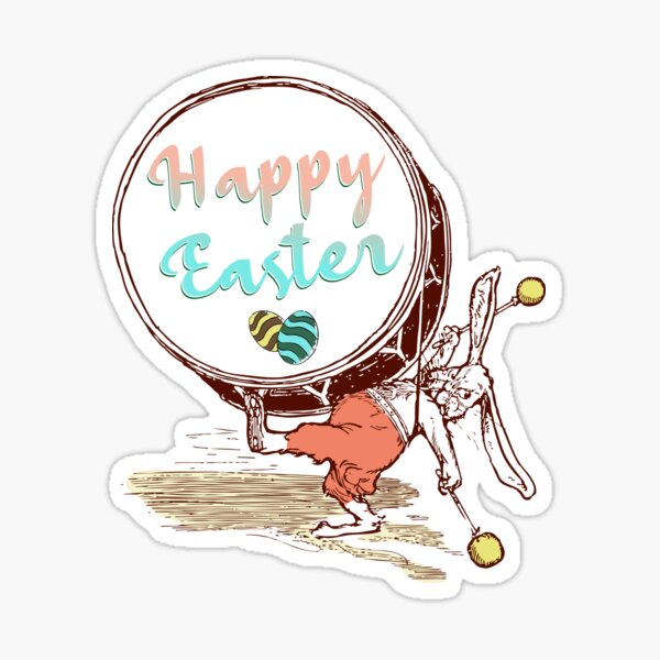 Item preview, Happy Easter bunny with big drum. designed and sold by angelisart.