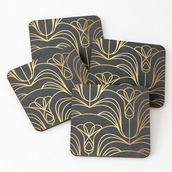Item preview, Art Deco Floral. Black and Gold designed and sold by lents.
