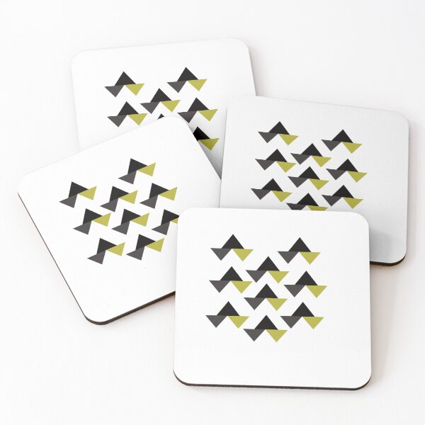Item preview, geometric triangles pattern in grey and musterd designed and sold by Northendesigns.