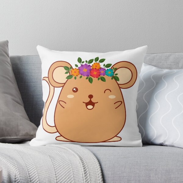 Happy hamster sticker Throw Pillow