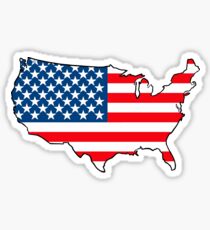 United States of America Map with USA Flag Sticker