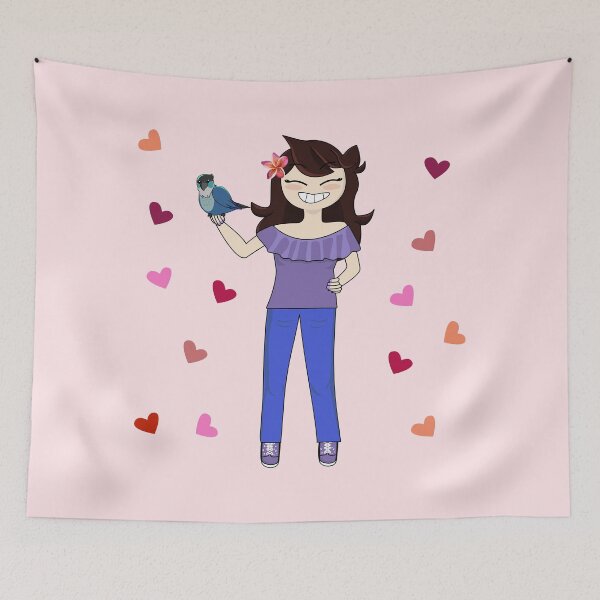 Item preview, Jaiden animations and her bird, cute moment and pink hearts, parrot watching you funny  designed and sold by SGS-.
