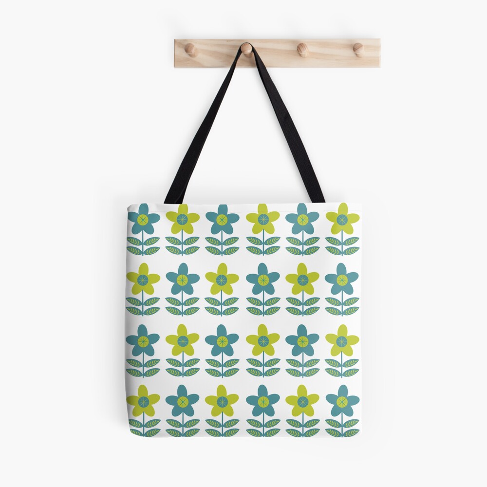 Green Blue MCM Floral Pattern Tote Bag for Sale by Orchyd