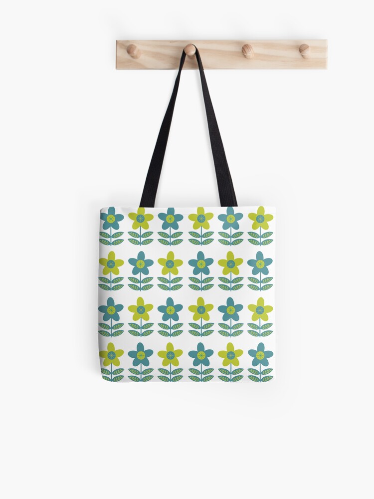 Green Blue MCM Floral Pattern Tote Bag for Sale by Orchyd