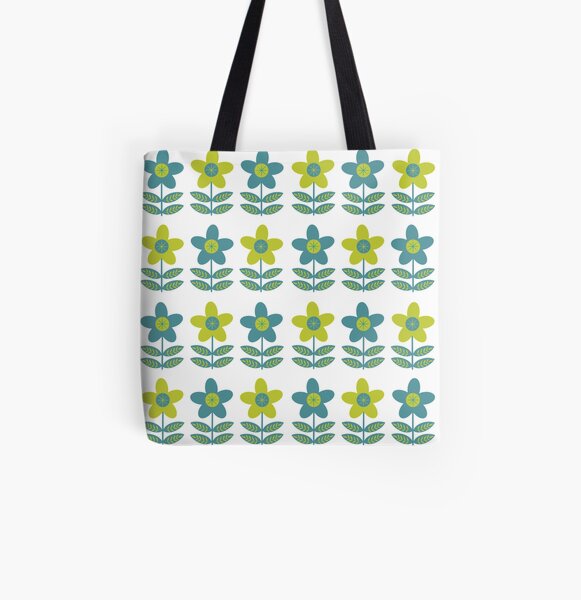 Green Blue MCM Floral Pattern Tote Bag for Sale by Orchyd