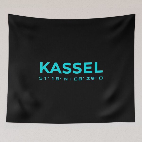 Item preview, Home Kassel with coordinates in blue neon design designed and sold by Blue-Fairy.