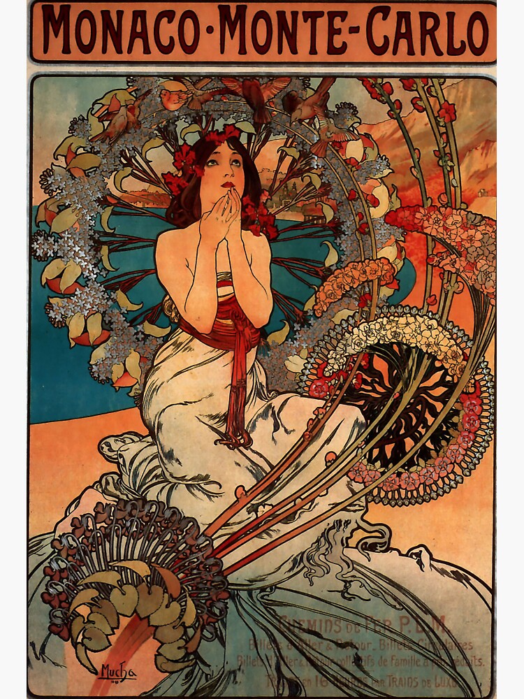 'Monaco' by Alphonse Mucha (Reproduction) by RozAbellera