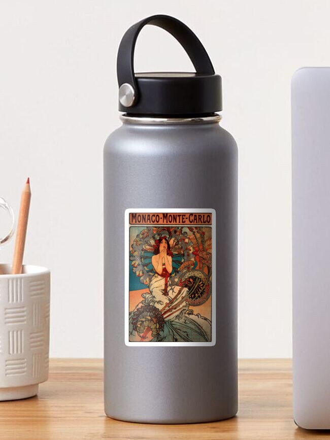 Thumbnail 1 of 3, Sticker, 'Monaco' by Alphonse Mucha (Reproduction) designed and sold by RozAbellera.