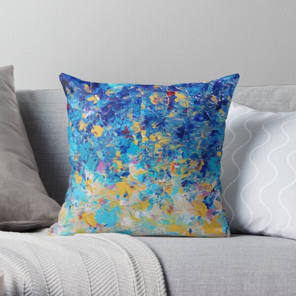 HYPNOTIC BLUE SUNSET - Simply Beautiful Royal Blue Navy Turquoise Aqua Sunrise Abstract Nature Decor Throw Pillow