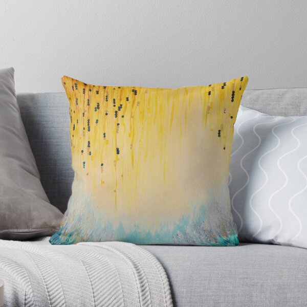 MYSTIC GARDEN Lovely Fairy Land Abstract Painting Acrylic Fine Art Winter Colorful Fantasy Magical Throw Pillow