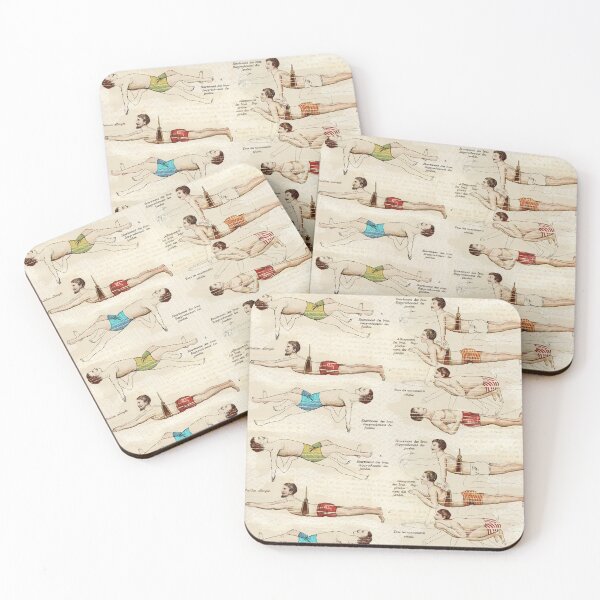 Item preview, Swimmers Vintage French Swimming Lessons designed and sold by AntiqueImages.