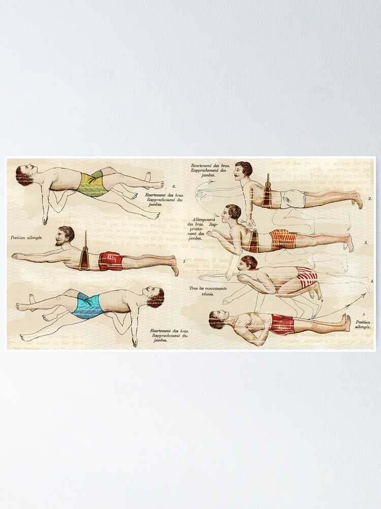 Swimmers Vintage French Swimming Lessons Poster for Sale by AntiqueImages