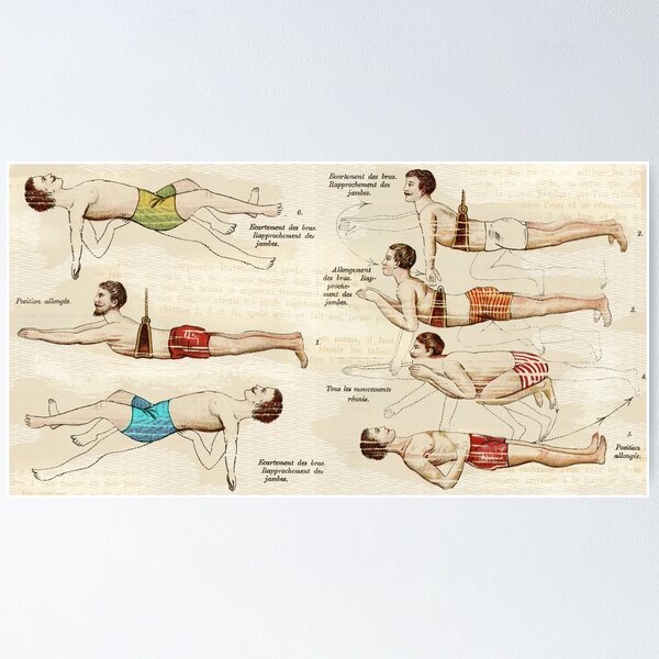 Learning to Swim Vintage French Swimmers | Poster