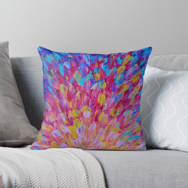 SPLASH, Revisited - Bold Beautiful Feminine Romance Ocean Beach Waves Abstract Acrylic Magenta Crimson Throw Pillow