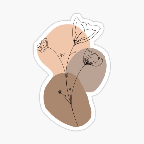 brown beige nude aesthetic flowers Sticker for Sale by