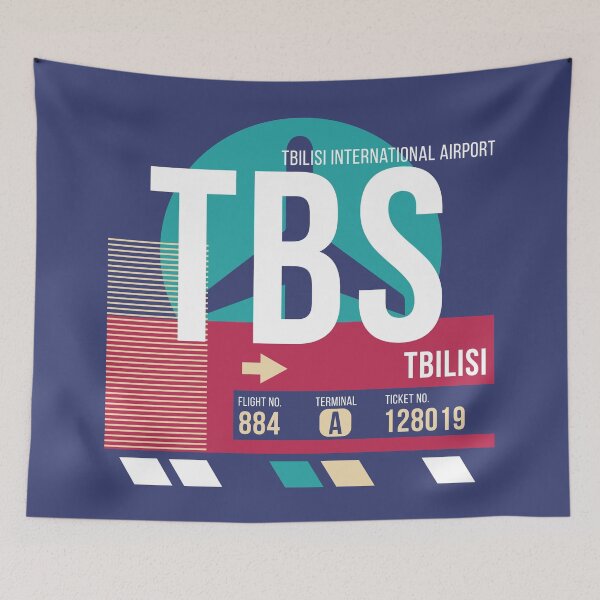 Aperçu de l'œuvre Étiquette de bagage de code d'aéroport de Tbilissi, Géorgie (TBS) créée et vendue par SLAG-Creative.
