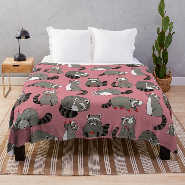 Item preview, Raccoons - Cute Grey and Pink Cartoon Animal Pattern designed and sold by TheRainbowRoom.