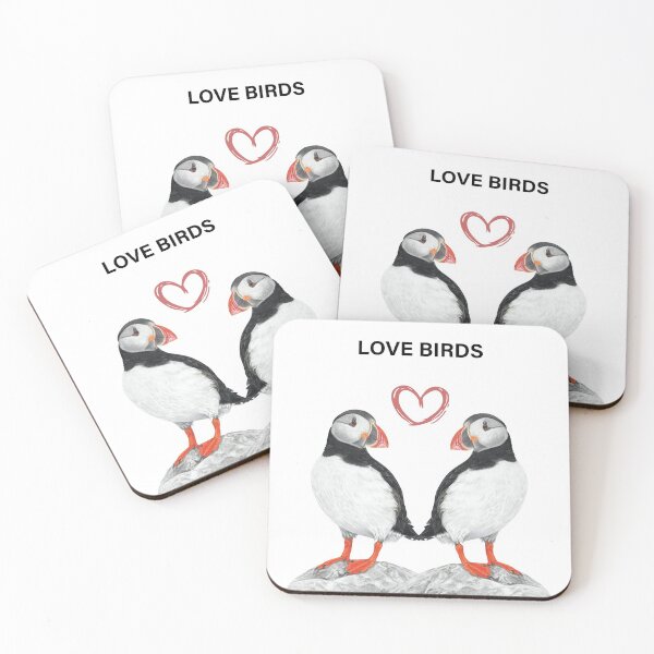 Item preview, love birds - Puffin love birds - Puffin couple - Puffin anniversary gift - couple art - puffin engagement gift - Puffin love  designed and sold by IslesArt.