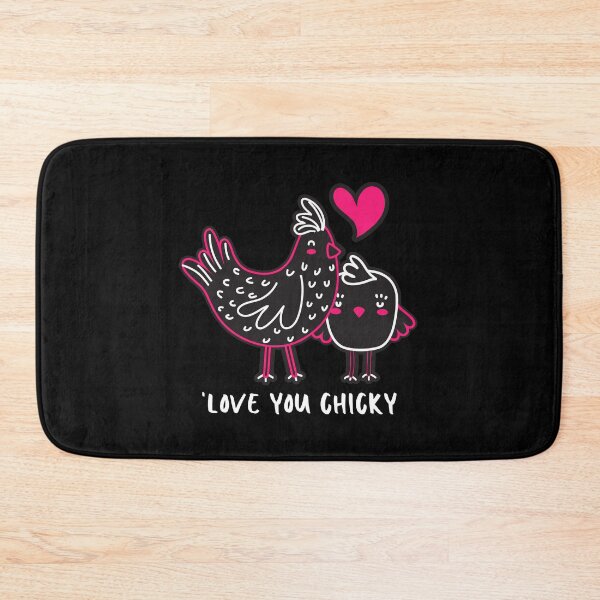 Item preview, Love You Chicky. Mother And Baby Chicken. Bright Pink White Line Drawings. Handwritten Text designed and sold by JellyBeenzz.