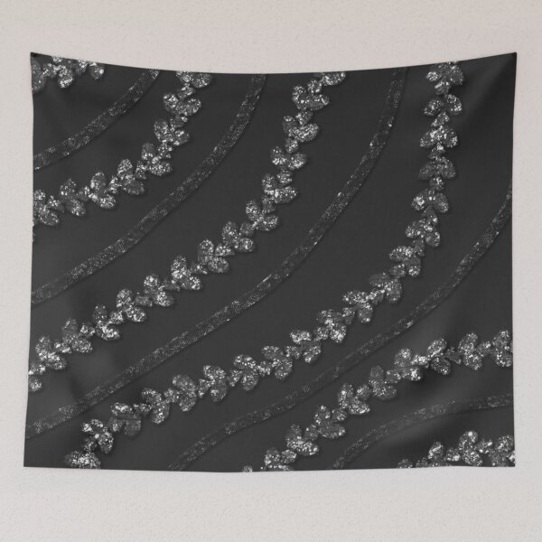 Item preview, Glittery Silver Vines With  Black Glitzy Gauzy Ornaments designed and sold by Octavia Soldani.