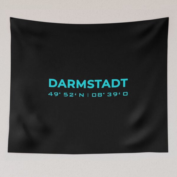 Item preview, Home Darmstadt with coordinates in blue neon design designed and sold by Blue-Fairy.