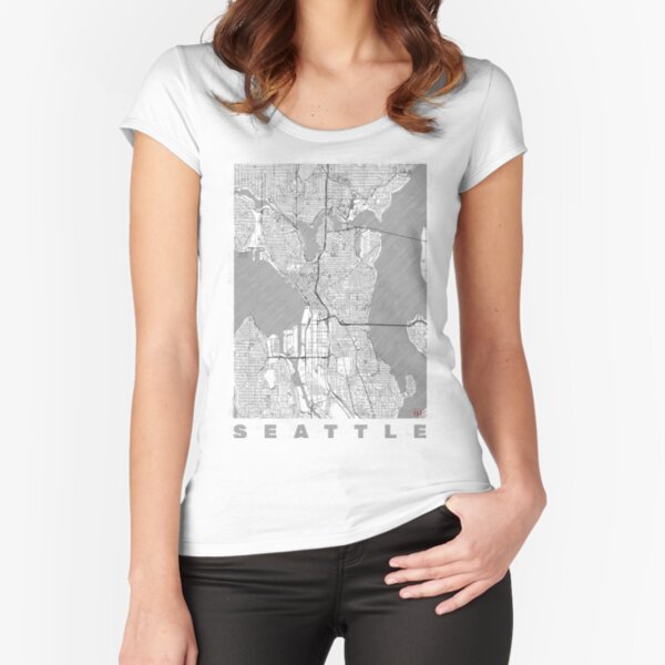 Seattle Map Line Fitted Scoop T-Shirt