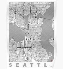 Seattle Map Line Poster