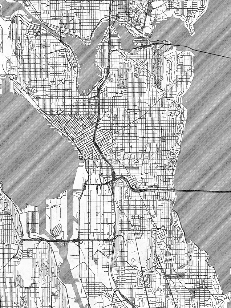 Seattle Map Line by HubertRoguski