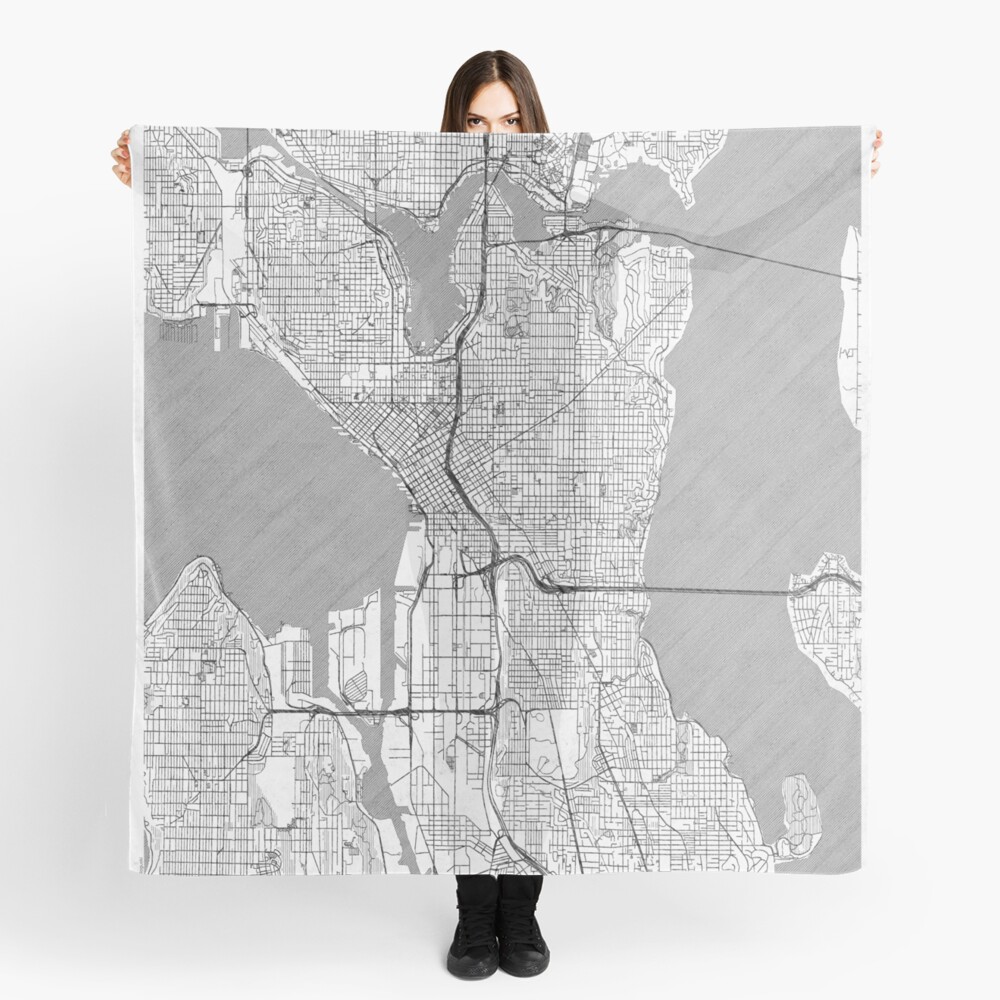 Seattle Map Line Scarf