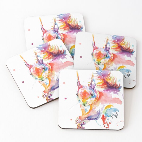 Item preview, Colorful watercolor squirrel designed and sold by Pappzauber.