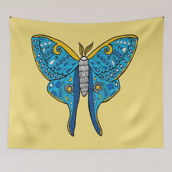 Item preview, Luna Moth Butterfly Blue and Yellow designed and sold by Julie Erin Designs.