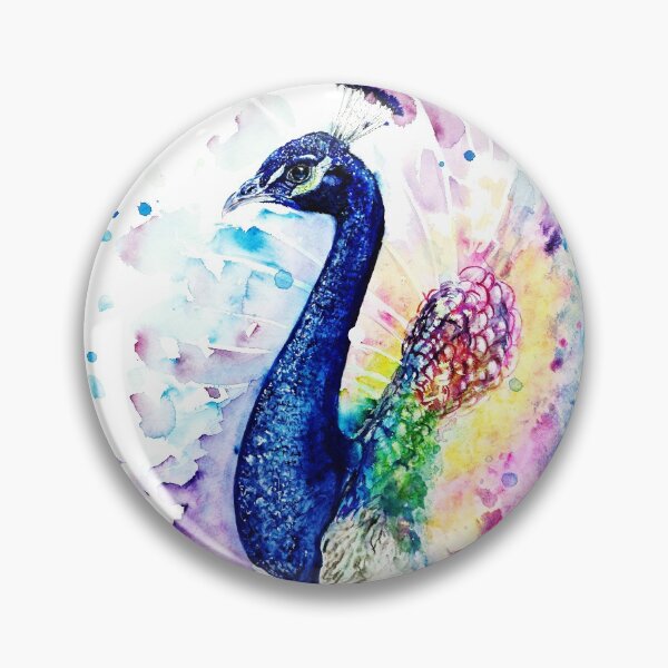 Item preview, colorful watercolor peacock designed and sold by Pappzauber.