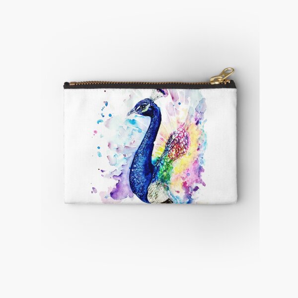 Item preview, colorful watercolor peacock designed and sold by Pappzauber.