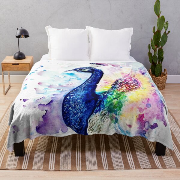 Item preview, colorful watercolor peacock designed and sold by Pappzauber.