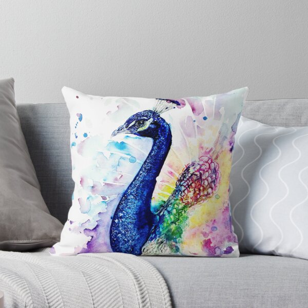 Item preview, colorful watercolor peacock designed and sold by Pappzauber.