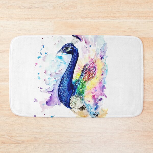 Item preview, colorful watercolor peacock designed and sold by Pappzauber.
