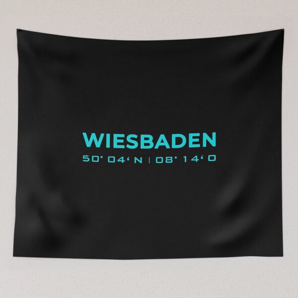 Item preview, Homeland Wiesbaden with coordinates in blue neon design designed and sold by Blue-Fairy.