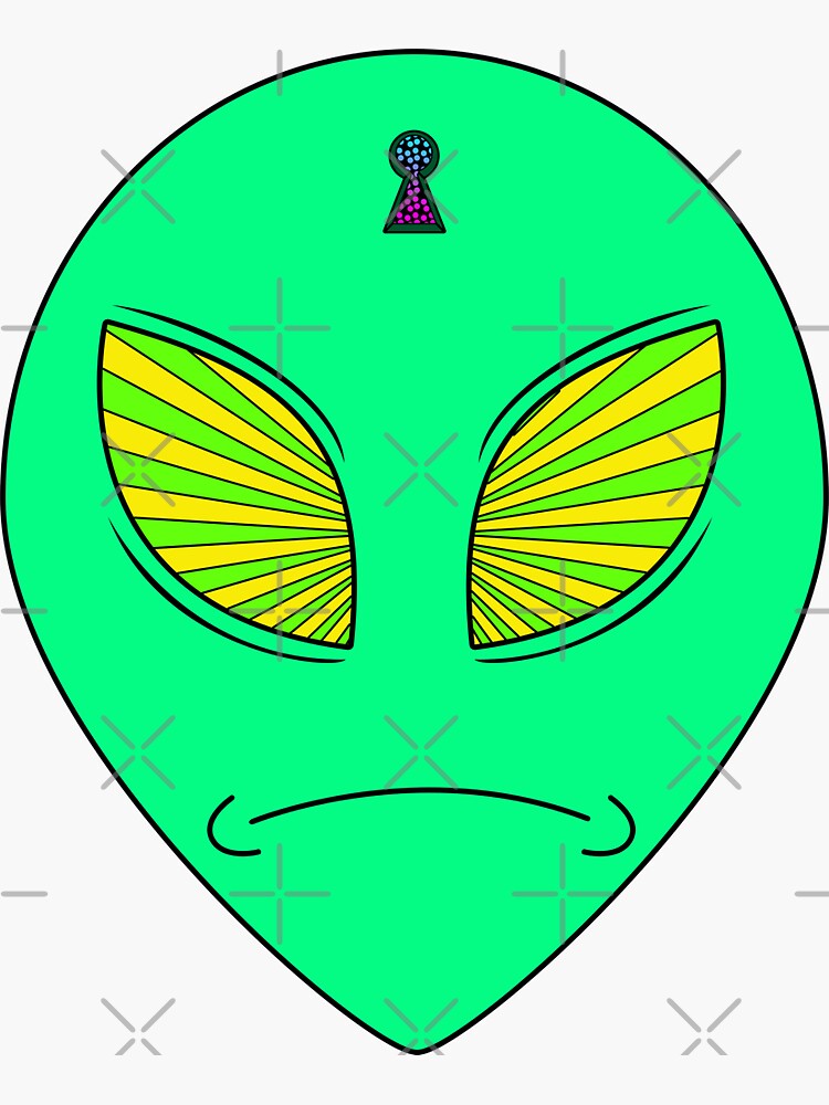 Thumbnail 3 of 3, Sticker, Trippy Alien designed and sold by djspacegr.
