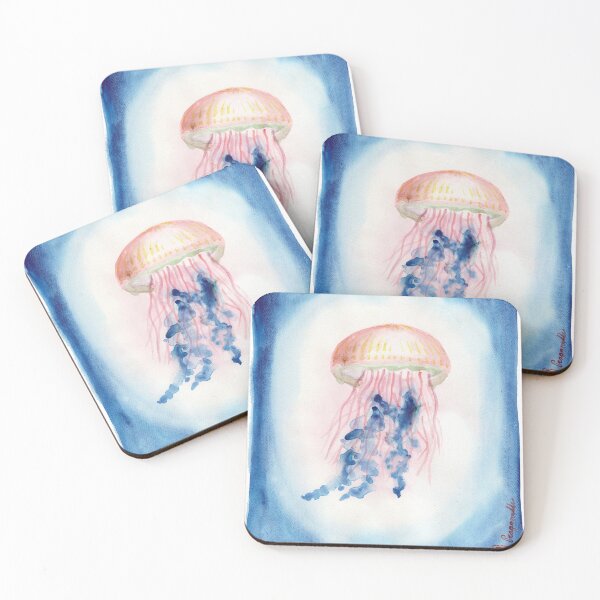 Item preview, Jellyfish chrysaora pacifica sealife watercolor designed and sold by Pragonette.