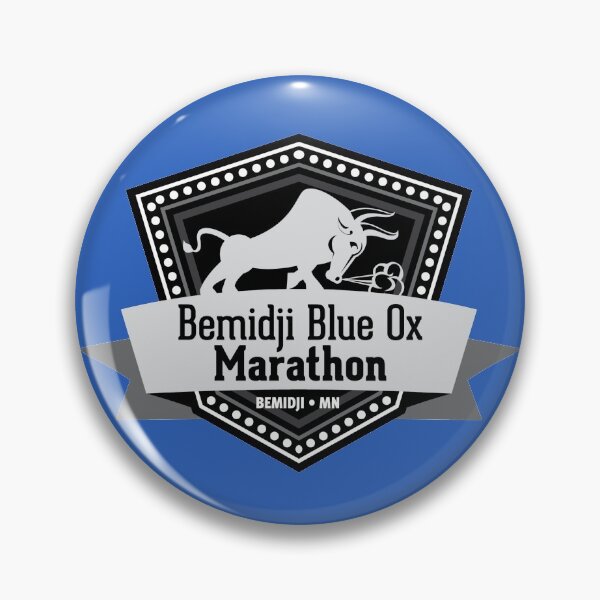 Artikelvorschau, Blue Ox Marathon Shield Logo - Schwarzweiß entworfen und verkauft von pdknutson.