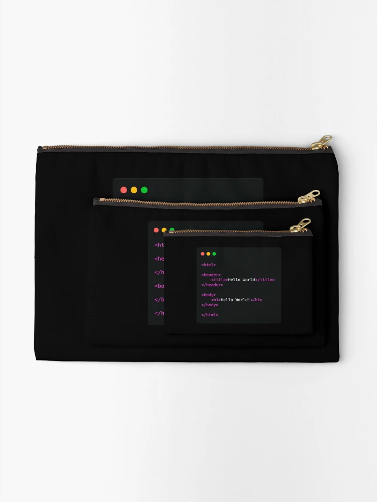 Thumbnail 2 of 4, Zipper Pouch, HTML Hello World designed and sold by Create-.