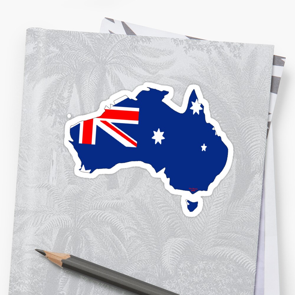 "Australia Map with Australian Flag" Sticker by Havocgirl ...